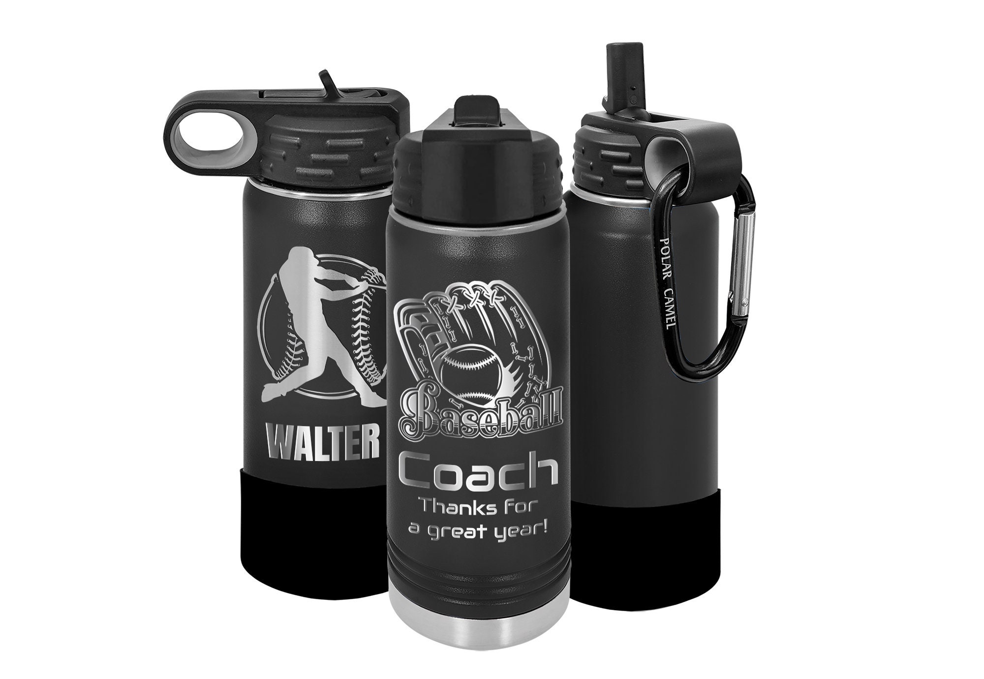 Personalized Insulated Baseball Water Bottle, Custom Coach Gift Water Bottle, Customized Engraved Baseball Son, Dad Gift, Baseball Team Gift