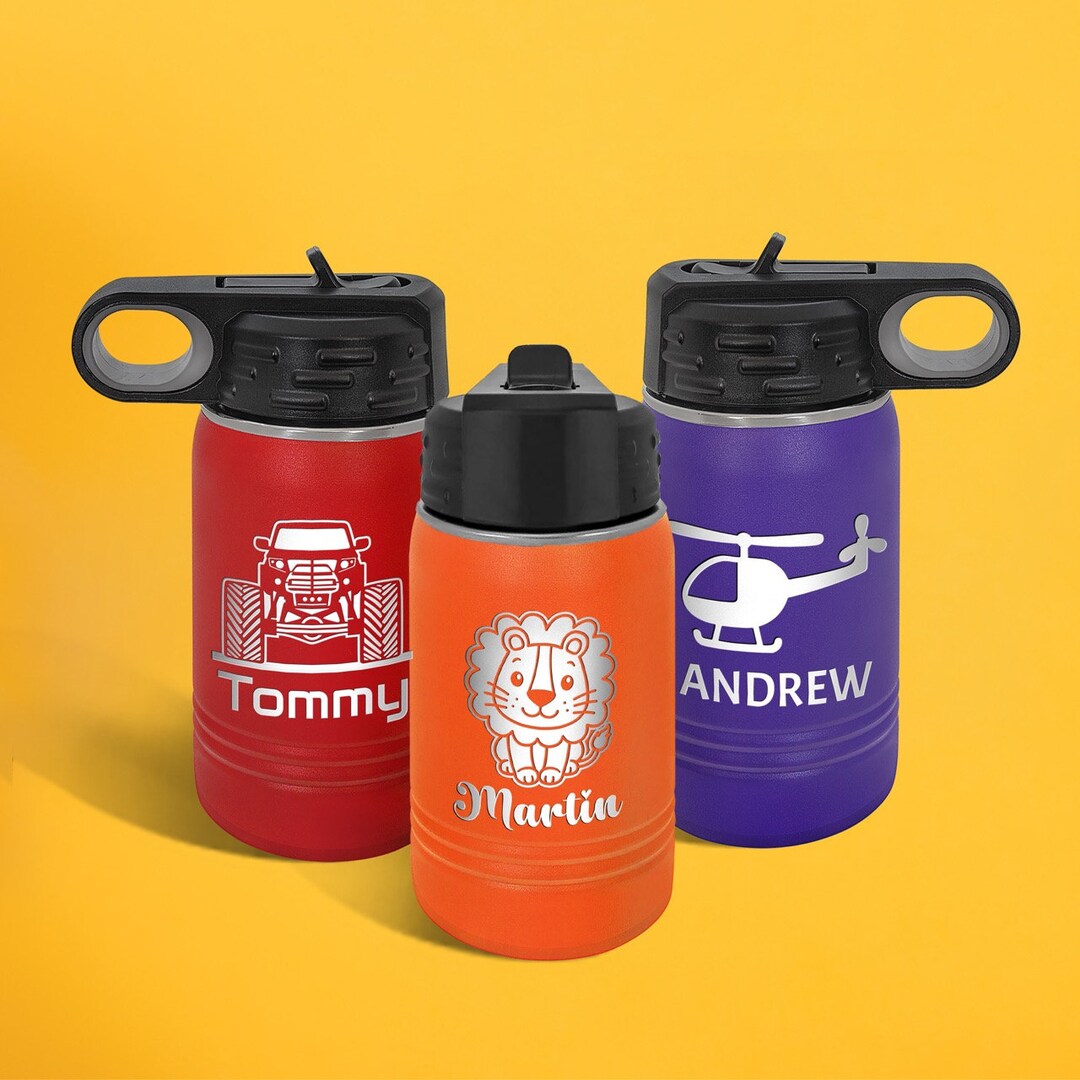 Personalized Kids Water Bottle 12 Oz. Stainless Steel Insulated Kids ...