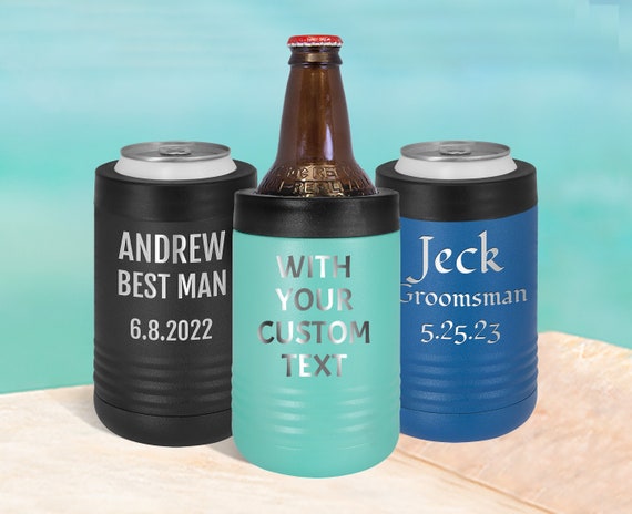 Personalized Stainless Steel Engraved Insulated Beverage Holder 4-IN-1  Customized Can Cooler With Custom Name Wedding, Dad, Groomsman Gift 