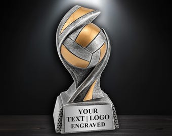 Personalized Volleyball Trophy, Custom Engraved Resin Award, Coach Team MVP Recognition