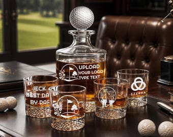 Personalized Golf Decanter Set – Engraved Whiskey Glasses, Golf Lover Gift