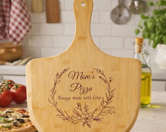 Personalized Bamboo Pizza Board - Monogrammed Wedding Gift