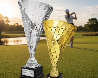 Personalized Gold Metal Trophy Cup, Custom Sports Award, Engraved Recognition Gift