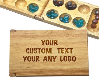 Personalized Birch Wood Mancala Game Set, Engraved Folding Board, Family Game Night Wedding, Birthday, Mom, Dad Gift