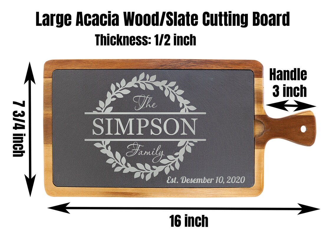 Personalized Cutting Board with Slate Custom Engraved Acacia | Etsy