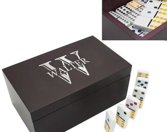 Personalized Domino Game Gift Set, Engraved Domino Box - Double Twelves Dominos Set with 91 Dominos for Adult, Family Game Night Gift