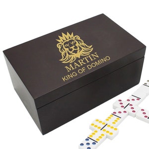 Personalized Domino Set with Box Rosewood Finish with 91 Dominos Custom Engraved Game Set for Kids Adults Whole Family