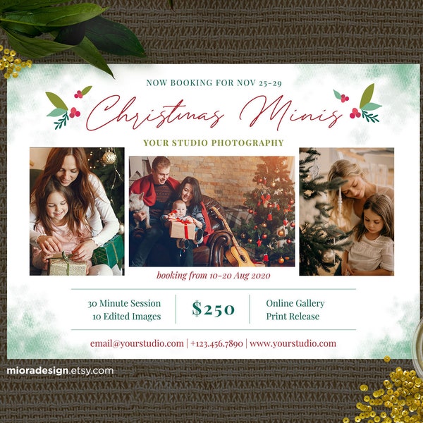 Christmas Mini Session Template for Photographer, Christmas Mini Session Marketing Board, Holiday Mini Session Flyer INSTANT DOWNLOAD MS042