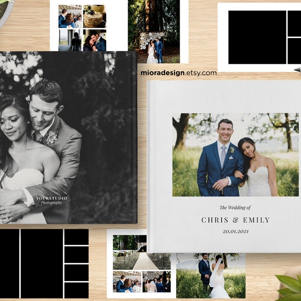 15 Spreads (30 Pages) 12x12 Wedding Photo Album Template for Photographer, Collage Photo, Photo Book - INSTANT DOWNLOAD - AP004