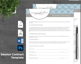 Session Contract Form - Ms Word & Photoshop Template for Photographers - INSTANT DOWNLOAD - SC003