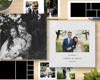 15 Spreads (30 Pages) 12x12 Wedding Photo Album Template for Photographer, Collage Photo, Photo Book - INSTANT DOWNLOAD - AP004