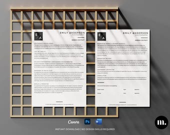 Modèle de contrat de photographie | Formulaire de contrat de session | Toile PSD Word | Accord modifiable avec le photographe