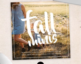 Fall Mini Session Photoshop Template for Photographer - Photography Marketing Material - INSTANT DOWNLOAD - MS037