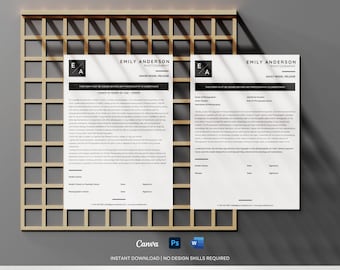Modèle de formulaire d'autorisation de modèle photographique | Formulaires de décharge pour adultes et mineurs | Toile PSD Word | Formulaires de photographie modifiables