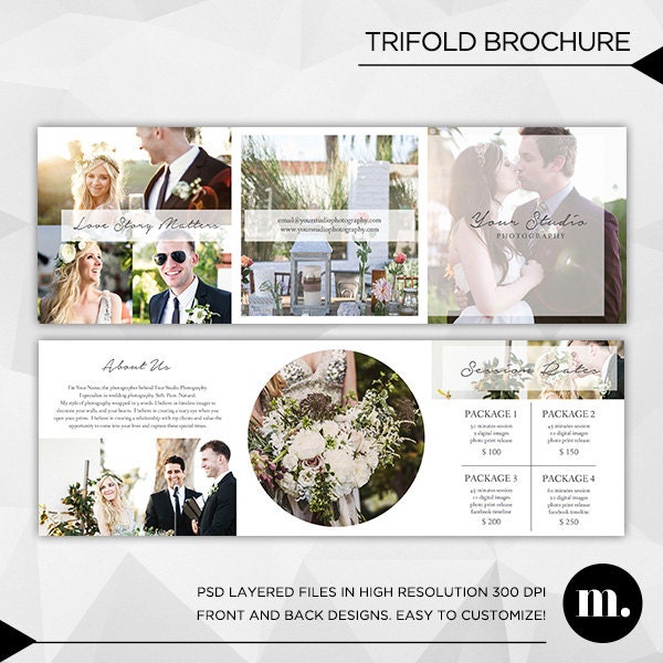 5x5 Trifold Brochure Template with About Me and Session Rates - INSTANT DOWNLOAD - TB003
