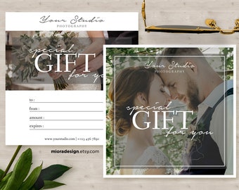 Photography Gift Certificate Template for Photographer - INSTANT DOWNLOAD - GC006