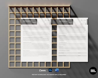 Modèle de contrat de photographie | Formulaire de contrat de session | Toile PSD Word | Accord modifiable avec le photographe