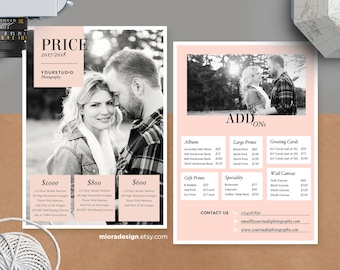 Price List - Pricing Guide Photoshop Template for Photographers - INSTANT DOWNLOAD - PG018