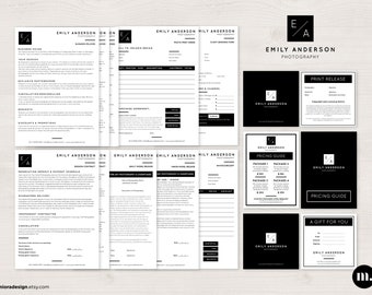 Paquete de formularios para empresas de fotografía, contratos editables, documentos para clientes (plantilla para MS Word/Photoshop) (descarga instantánea)