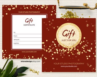 Photography Christmas Gift Certificate Template for Photographer - INSTANT DOWNLOAD - GC007