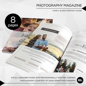 8 Page Family & Kids Photography Magazine Photoshop Template for Photographer INSTANT DOWNLOAD PM004 image 2