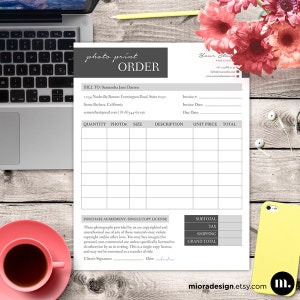 Photo Print Order Form MsWord and Photoshop Template for Photographers INSTANT DOWNLOAD PPO002 image 2