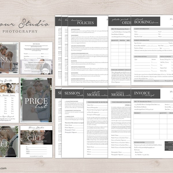 Photography Business Forms and Contracts Bundle - MsWord & Photoshop Template for Photographers - INSTANT DOWNLOAD - BS001