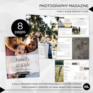8 Page Family & Kids Photography Magazine Photoshop Template for Photographer INSTANT DOWNLOAD PM004 image 1