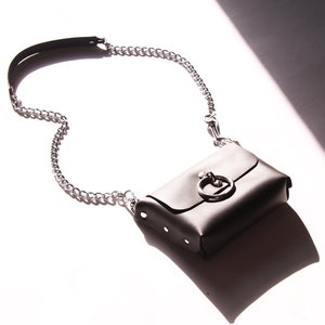 Leather Baby Purse with Chain Strap and O Ring Hardware Detail