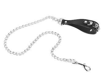 Cielo Leash - Handcut Leather Chain Leash Adorned with Dee Rings