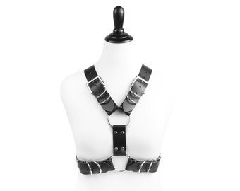 Neptune Harness - Leather or Vegan Chest Harness with D Rings