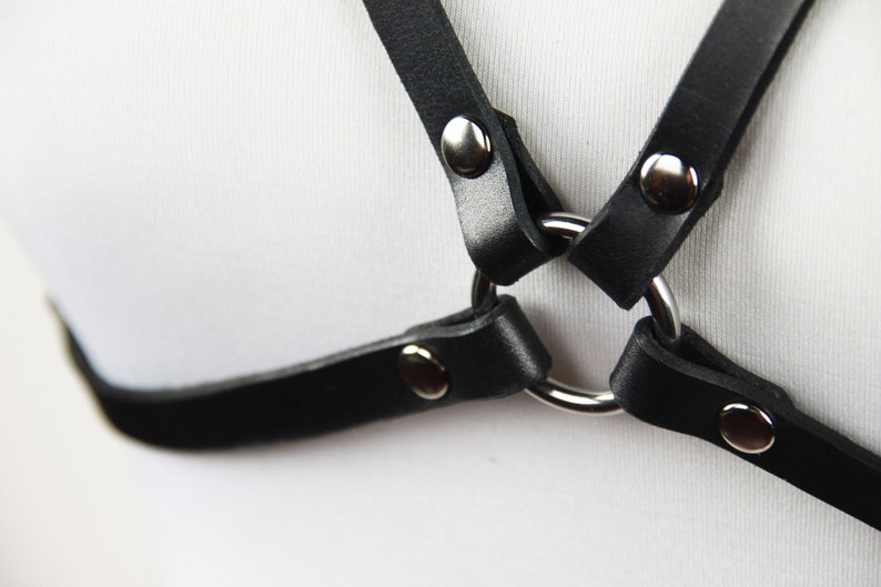 Venus Bra Harness Leather or Vegan Chest Harness in Black Etsy