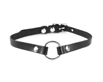 O Ring Collar - Leather or Vegan Collar with O Ring