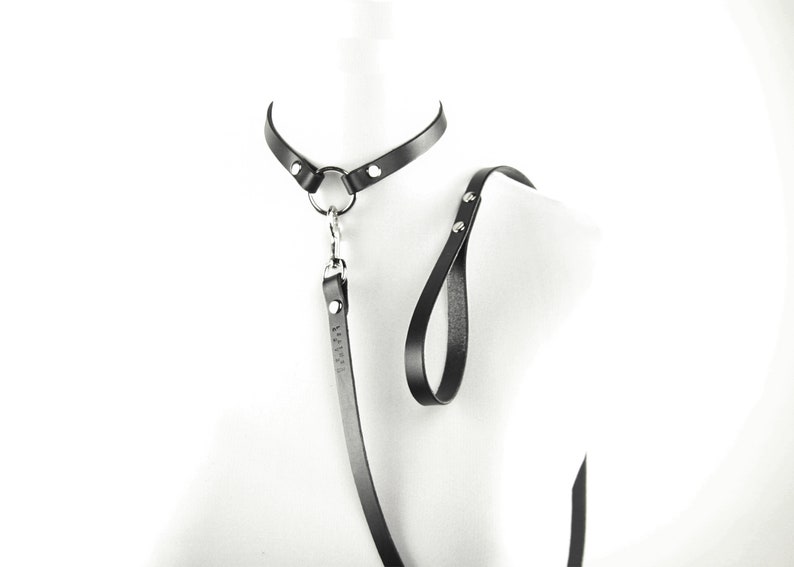 O Ring Collar Leather or Vegan Collar with O Ring in Black Etsy