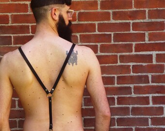 Classic Suspenders - Leather Adjustable Suspenders with O-Ring