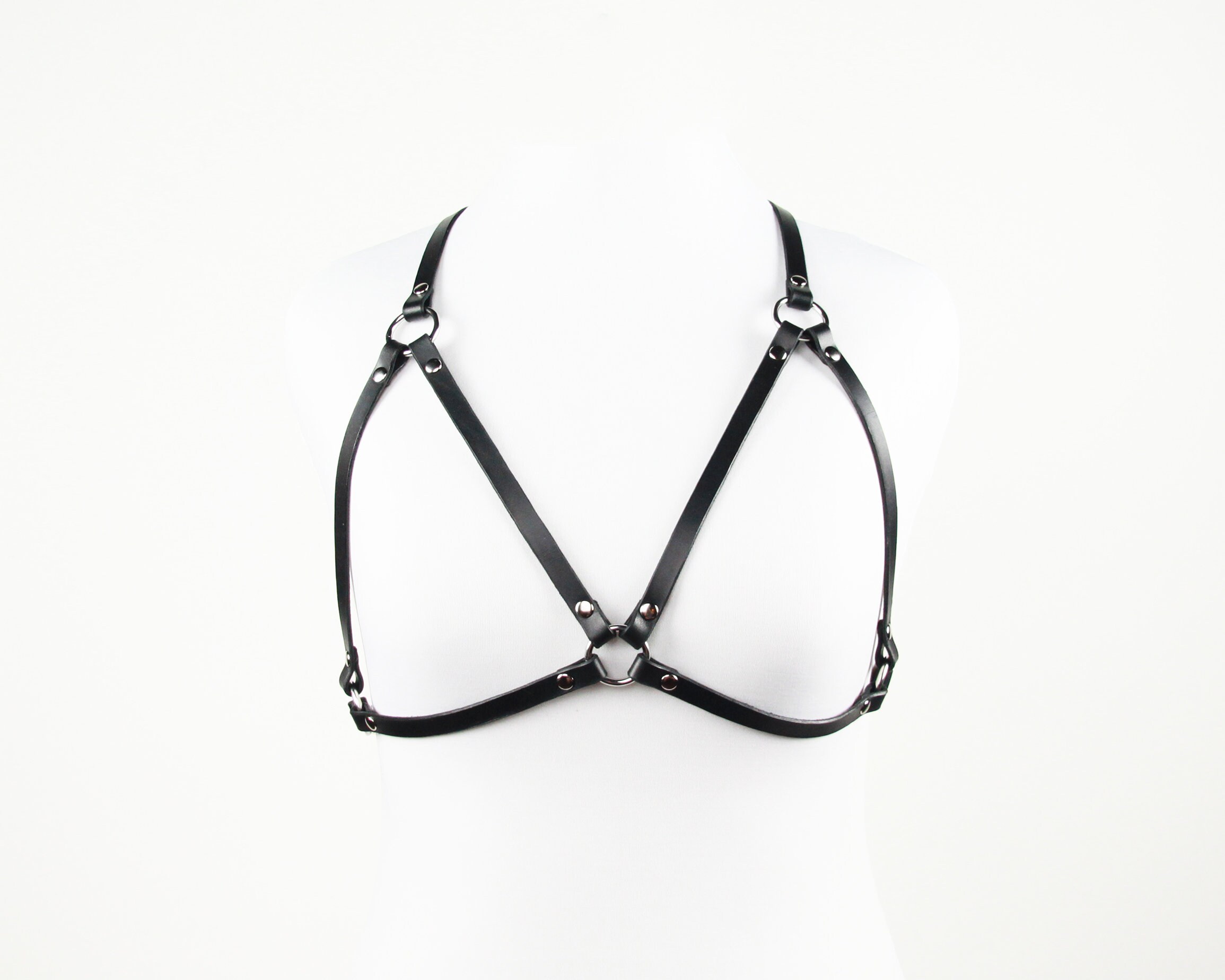 Venus Bra Harness Leather or Vegan Chest Harness in Black Etsy UK