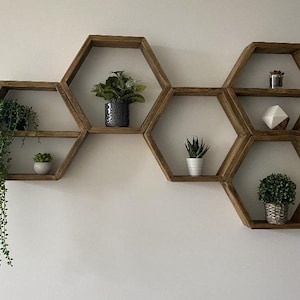 Hexagon Floating Shelf, Geometric Set of 3, Set of 4, Set of 5, stackable shelves, Display decor