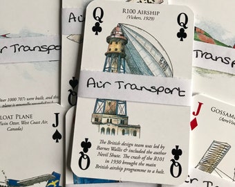 Transport By Air - 5 Playing Cards - Art - Craft - Bunting - Decoration - Cards - Scrapbook - Collage