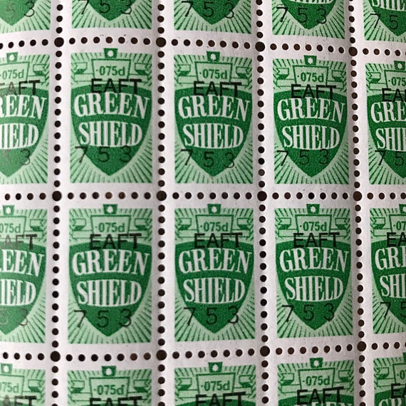 25 Green Shield Stamps Mini Sheet Collect Craft Cards Etsy