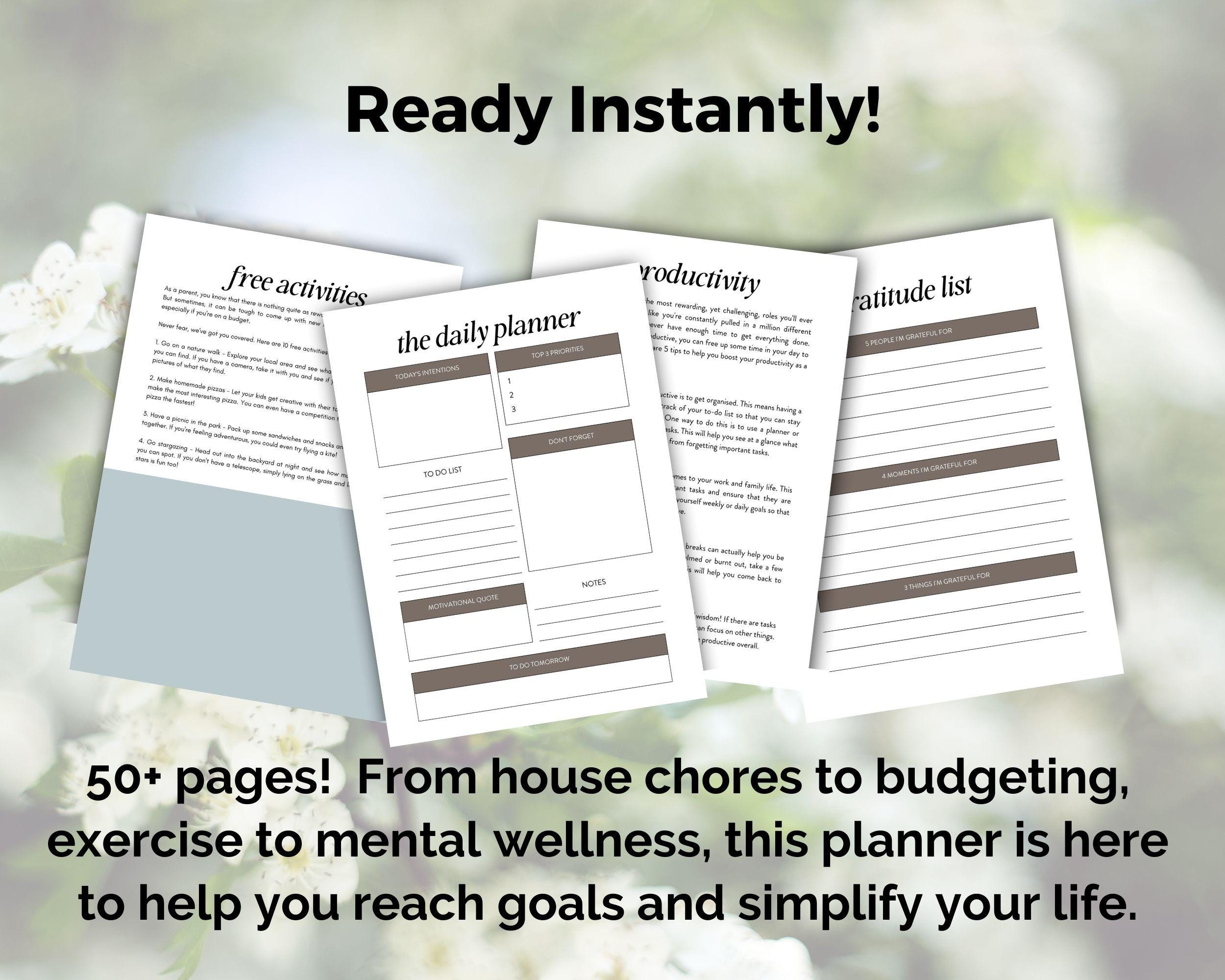 Planner Busy Moms Printable Organization for Moms Daily Habits Mothers ...