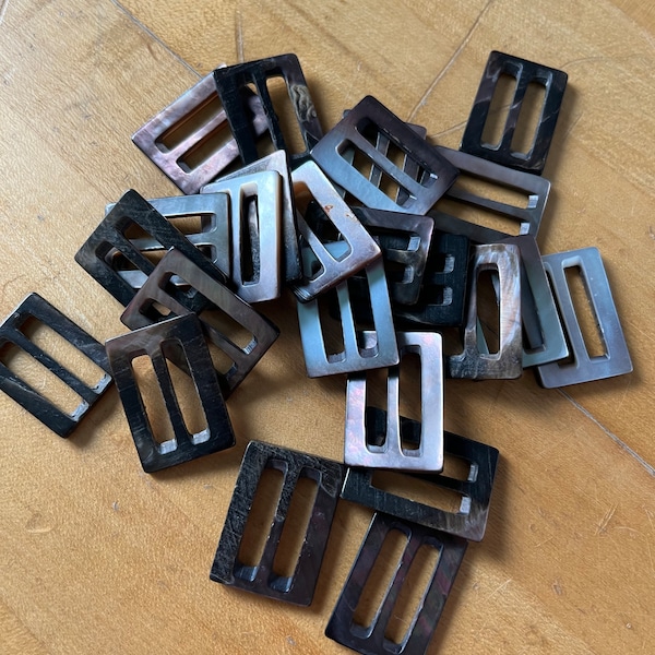 MOP belt buckles, Grey, Brown back, 1 inch, Craft buckle, Lot of 24, Mother of Pearl buckle