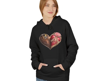 Sudadera con capucha Steampunk con corazón floral / Jersey con corazones, engranajes y rosas