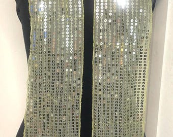 Vintage sheer sequin scarf in lime green