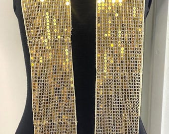 Vintage sheer sequin scarf in gold