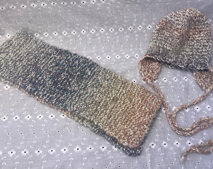 Featured listing image: Baby knit scarf and matching hat