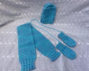 Baby knit hat and mittens matching sets