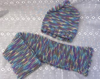 Baby knit scarf and matching hat