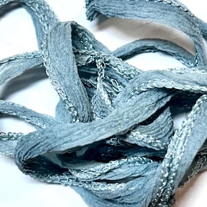 Light Grey-Green Fairy Silk Habotia Ribbon for Jewelry Making, Scrapbooking, Junk Journal, Card Making image 1