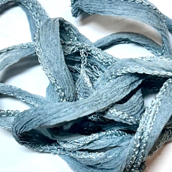 Grey Ute Bernsen's Fairy Silk Ribbon Light Grey-Green Fairy Silk Ribbon Grey Silk Ribbon Light Grey Silk Ribbon for Jewelry Fairy Silk Craft