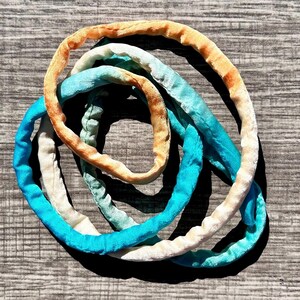 Silk Ribbon Hand-Dyed Tubular Silk Ribbon Rolled Varigated Color Jewelry Making Silk Tube Ribbon for Hair Accessory Boho Silk Tube Ribbon